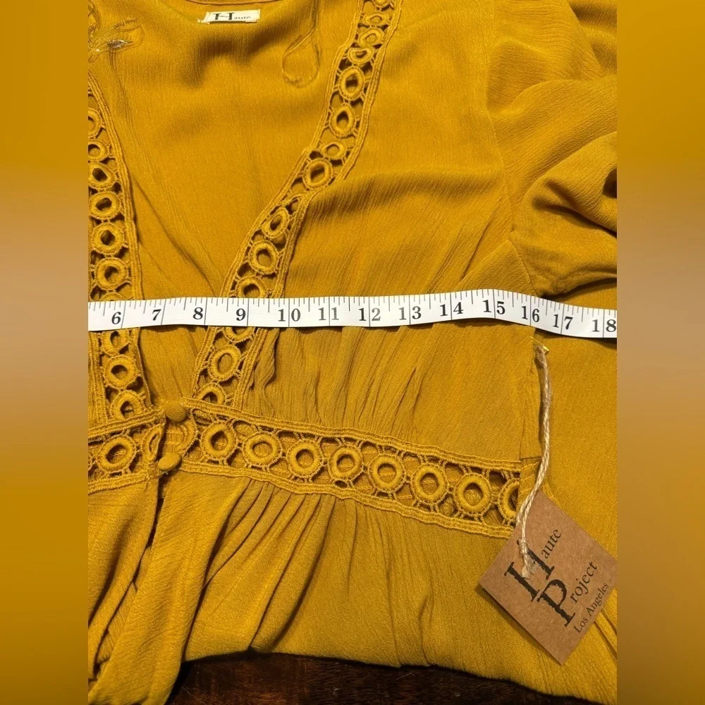 NWT Haute Project Los Angeles Mustard Yellow Boho Gauzy Kimono Cover Up Sz XL